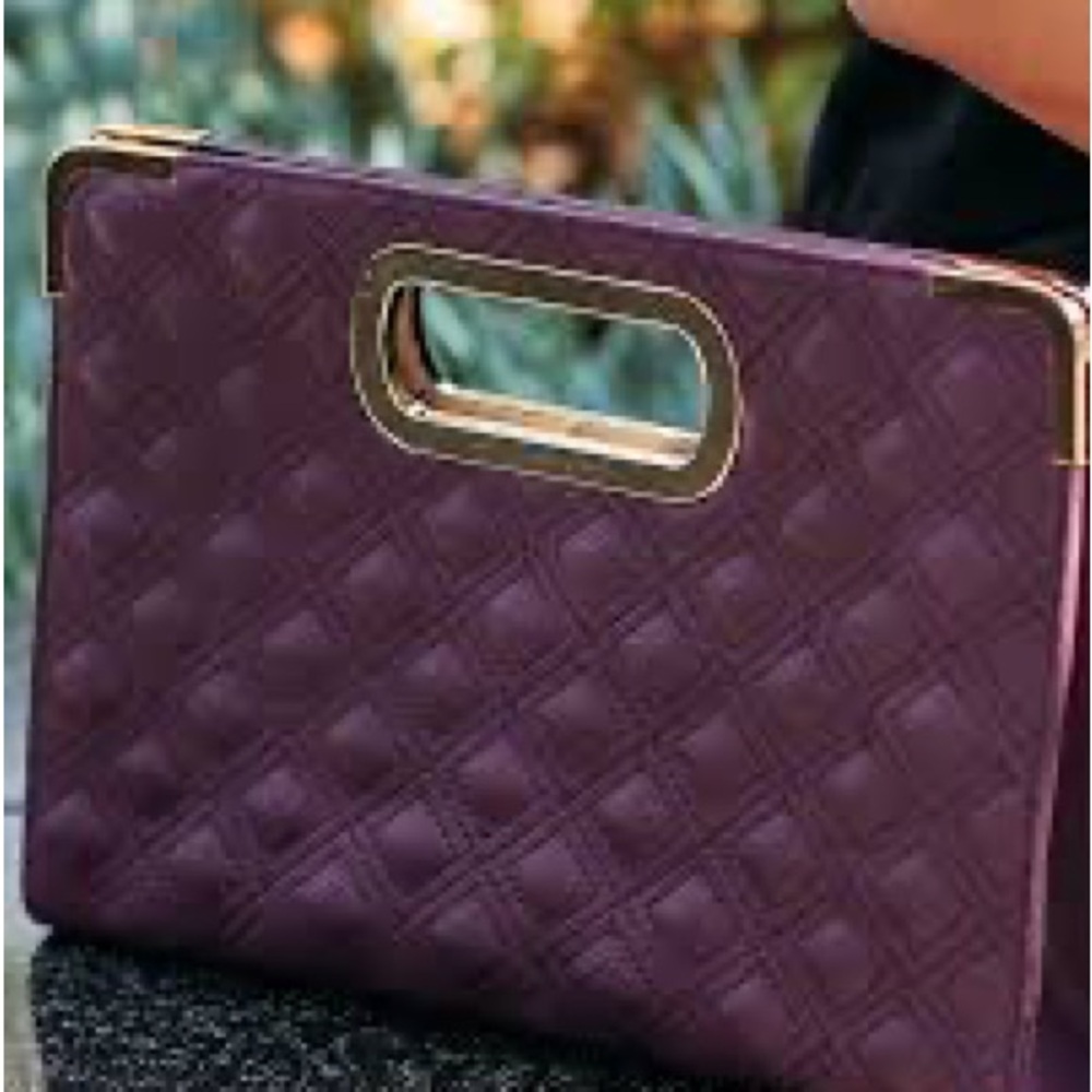 Charming Charlie Purple Quilted Clutch